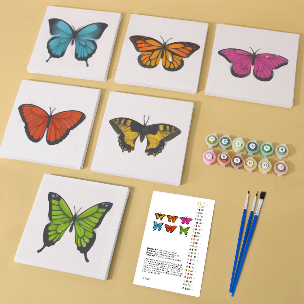 Butterflies - 6 mini paint by number sets