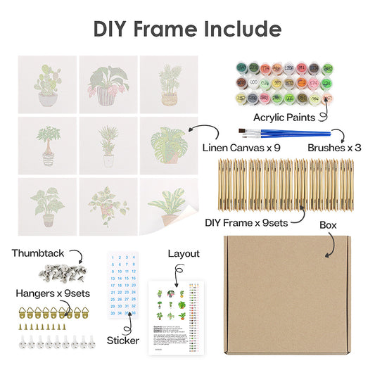 Plants - 9 mini paint by number sets
