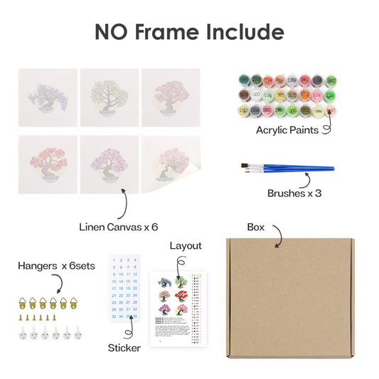 Trees - 6 mini paint by number sets