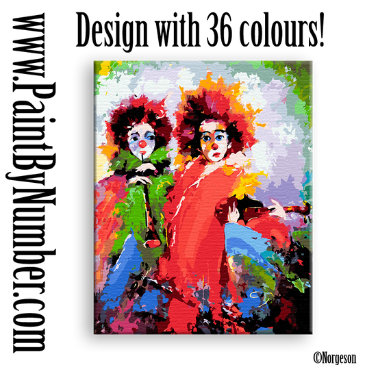 Two clowns with a violin and a pipe