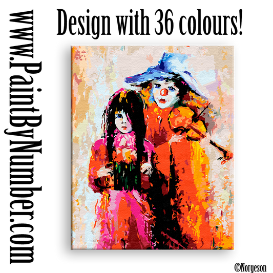 Clowns with a violin and a accordion