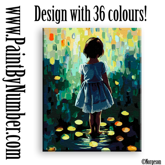 Girl in autumn puddle