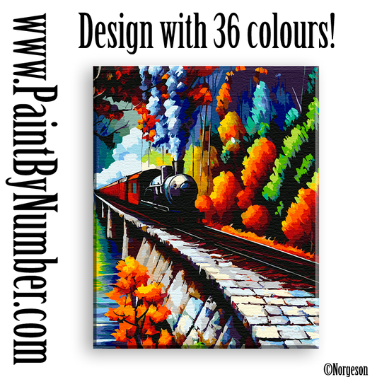 Steam locomotive in autumn forest