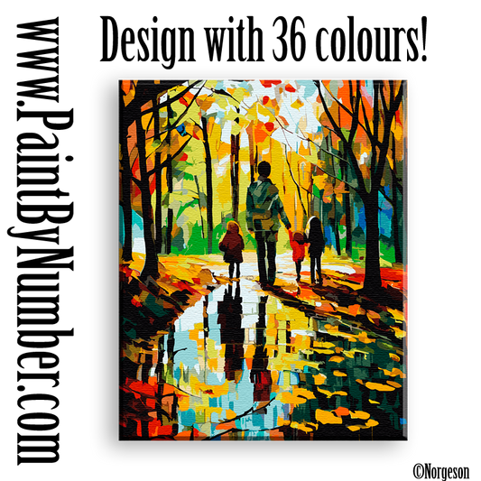 Family trip in colorful autumn