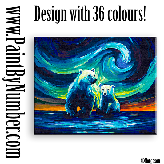 Aurora borealis over polar bears