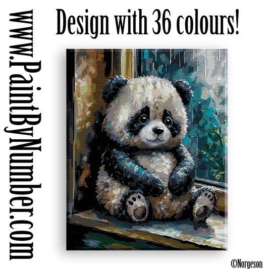 Toy panda in the window