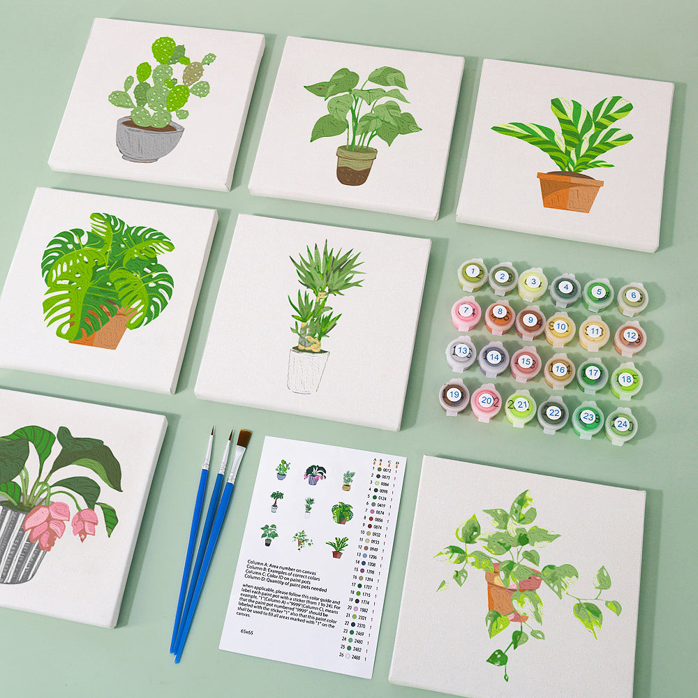 Plants - 9 mini paint by number sets