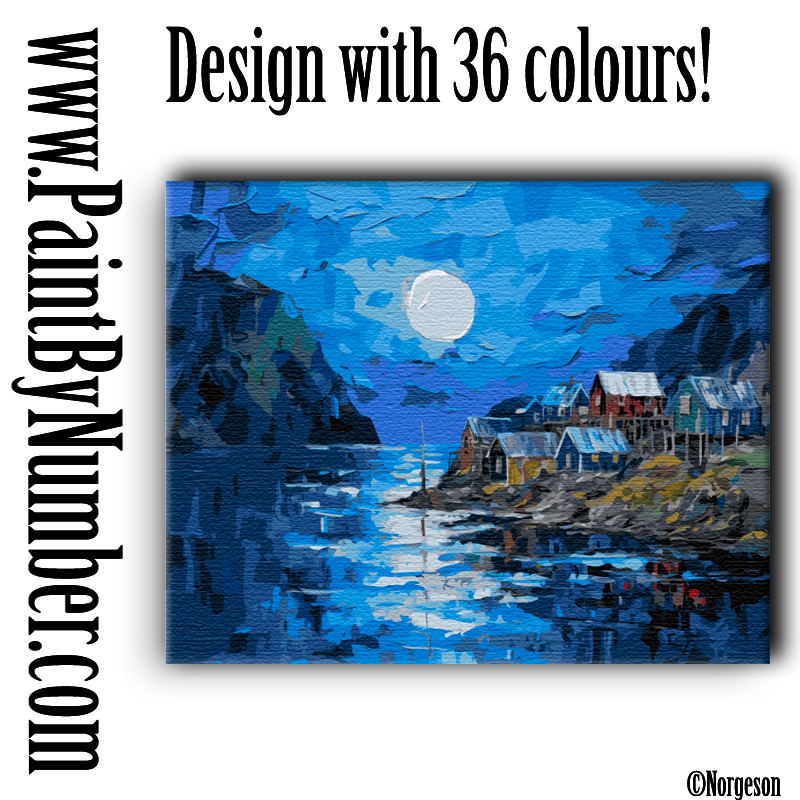 Nocturnal fishing village – Norgeson - Traditional paint by numbers