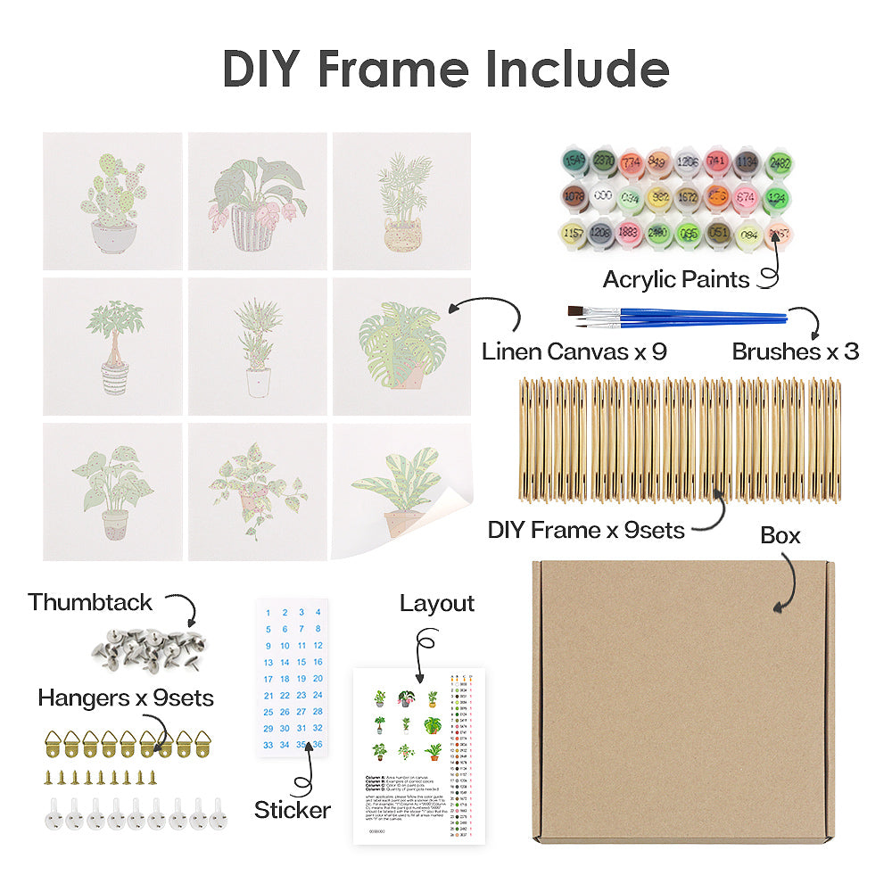 Plants - 9 mini paint by number sets