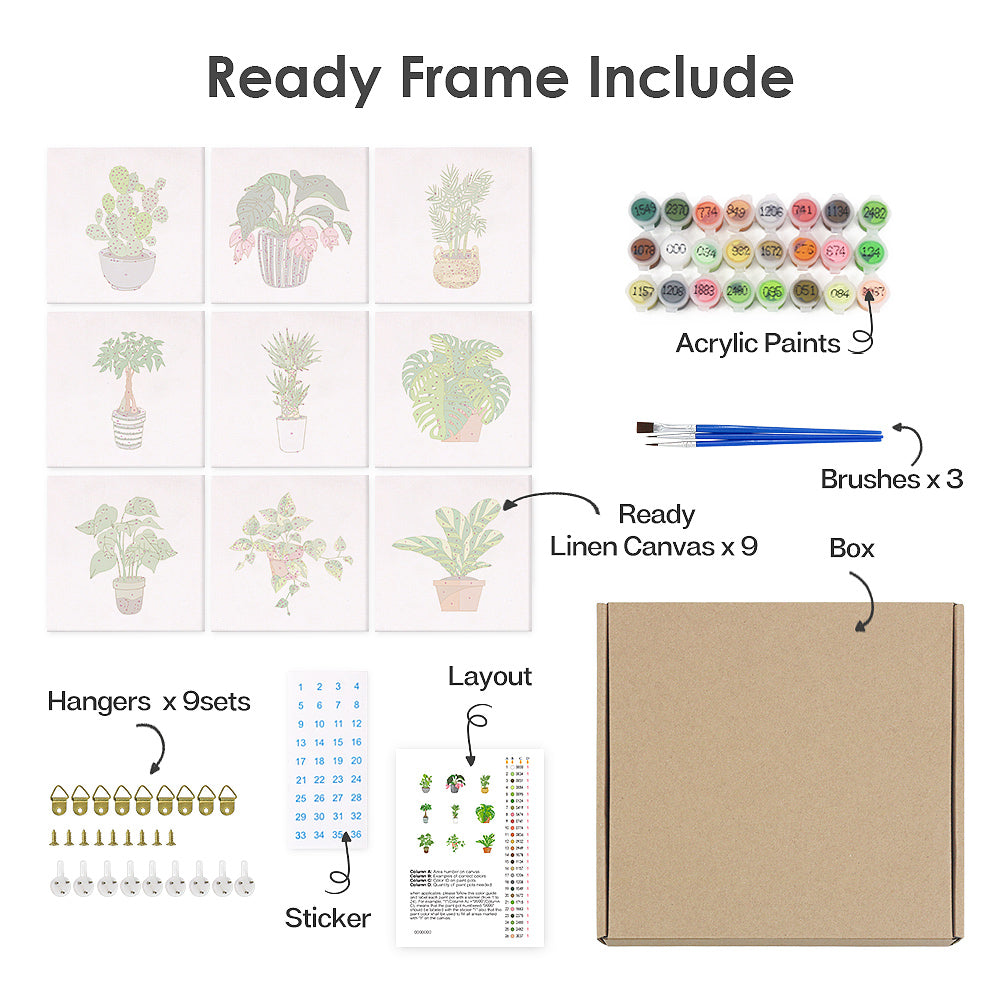 Plants - 9 mini paint by number sets