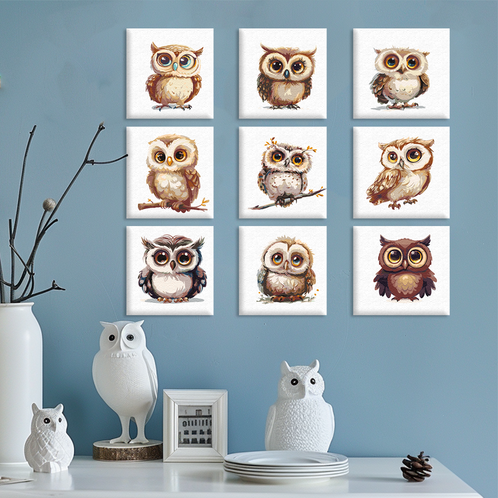 Baby owl - 9 mini paint by number sets