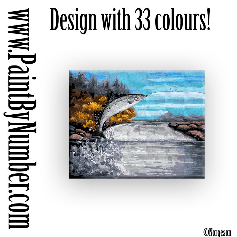 Salmon falls ( Laksforsen ) Traditional paint by numbers