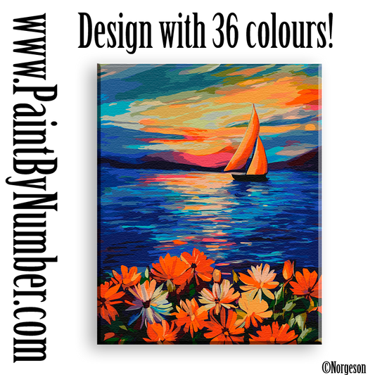 Sailboat in blooming sunset