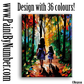 Strolling girls in the autumn forest path