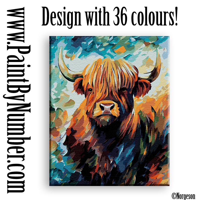 Highland cattle Traditional paint by numbers