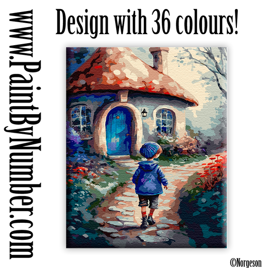 Little boy in the mushroom village